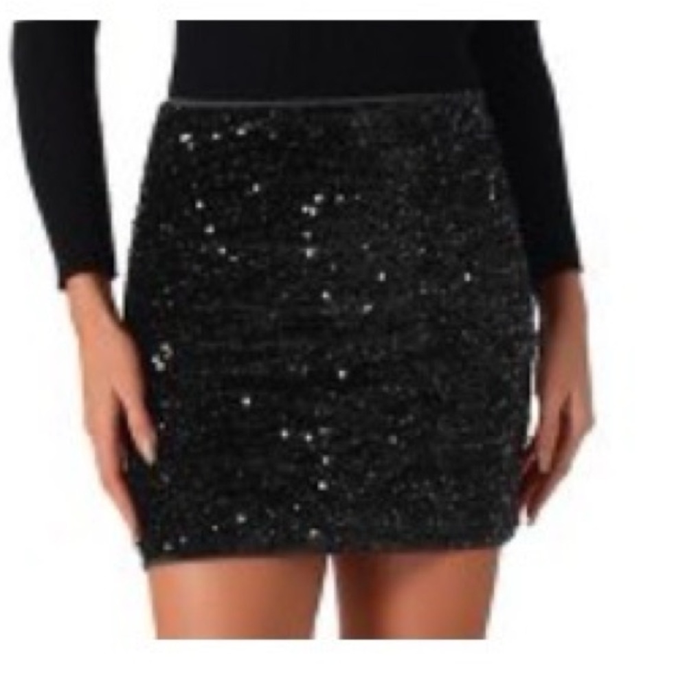 Allegra K Sparkling Black Mini Skirt